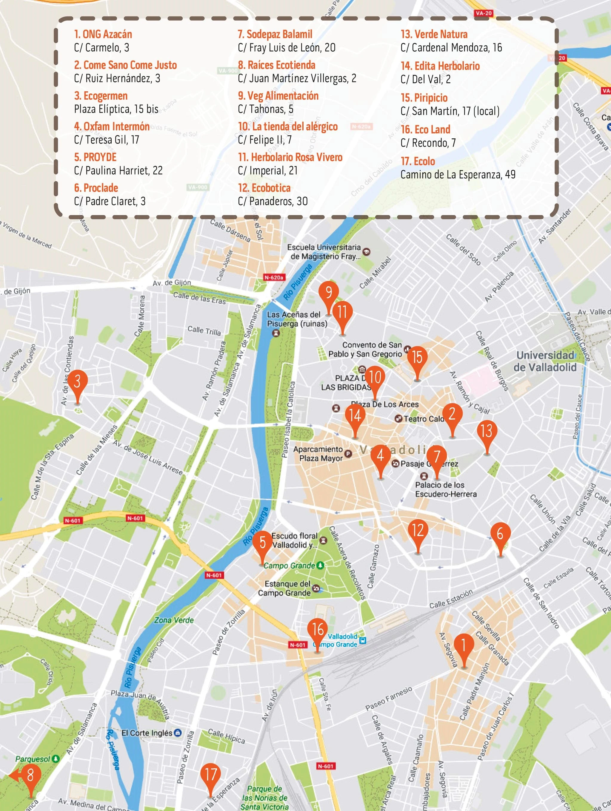 Mapa comercio justo valladolid