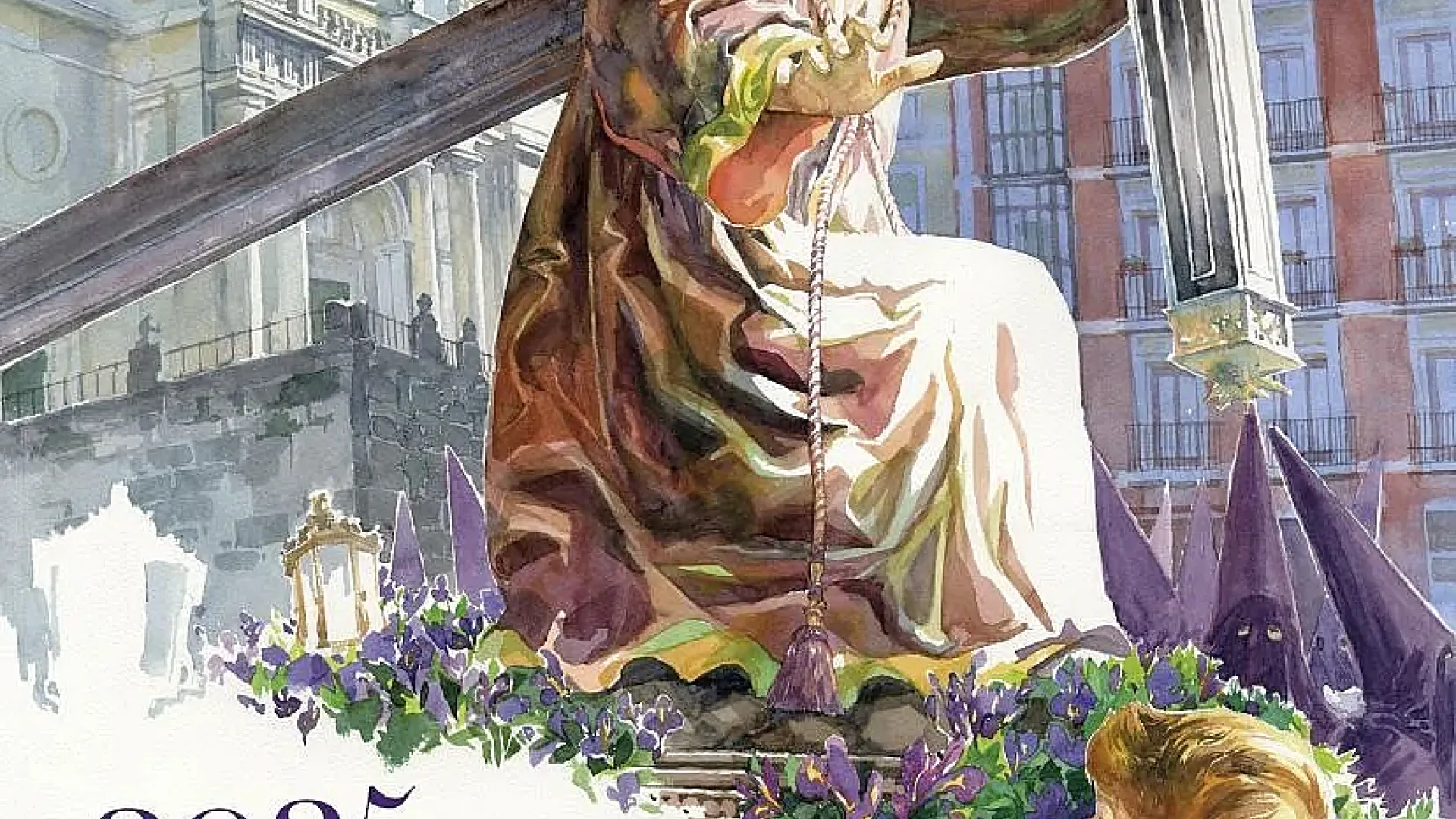 Cartel Semana Santa Valladolid 2025. Acuarela Santiago Bellido